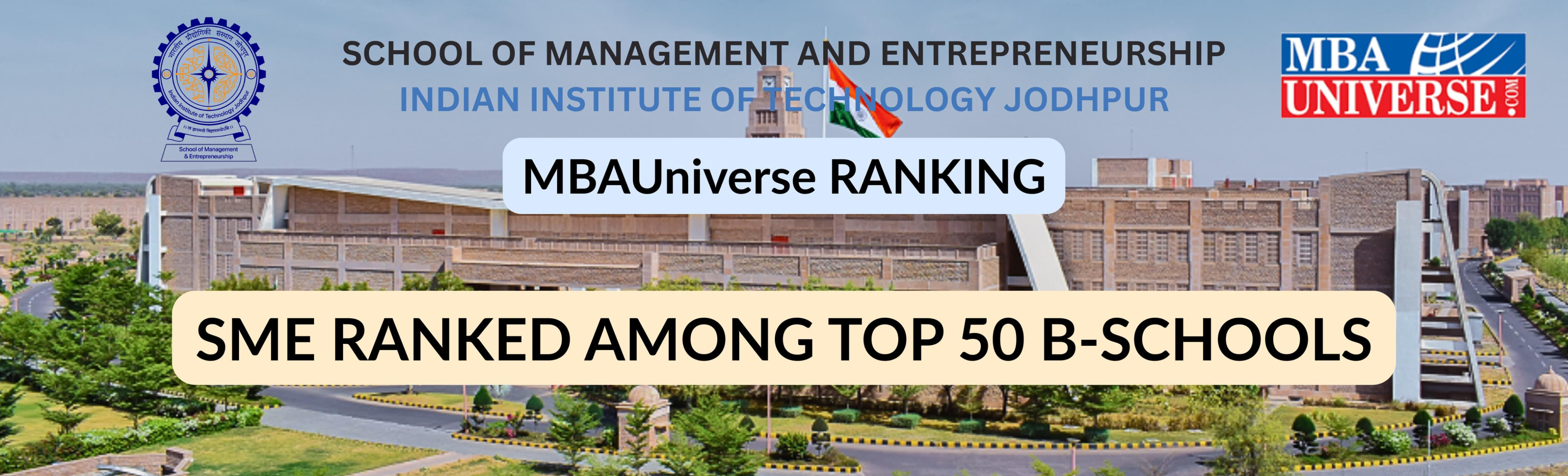 MBA Universe RANKING, SME RANKED AMONG TOP 50 B-SCHOOLS