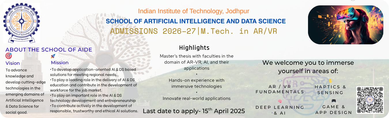 Advertisement Banner for M.Tech AR/VR 2026-27 admissions